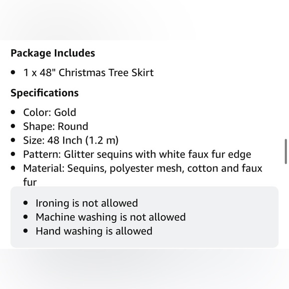 Gold Sequin Christmas Tree Skirt with Faux Fur Edge Gold Classic Decor 48” NEW - Picture 10 of 11